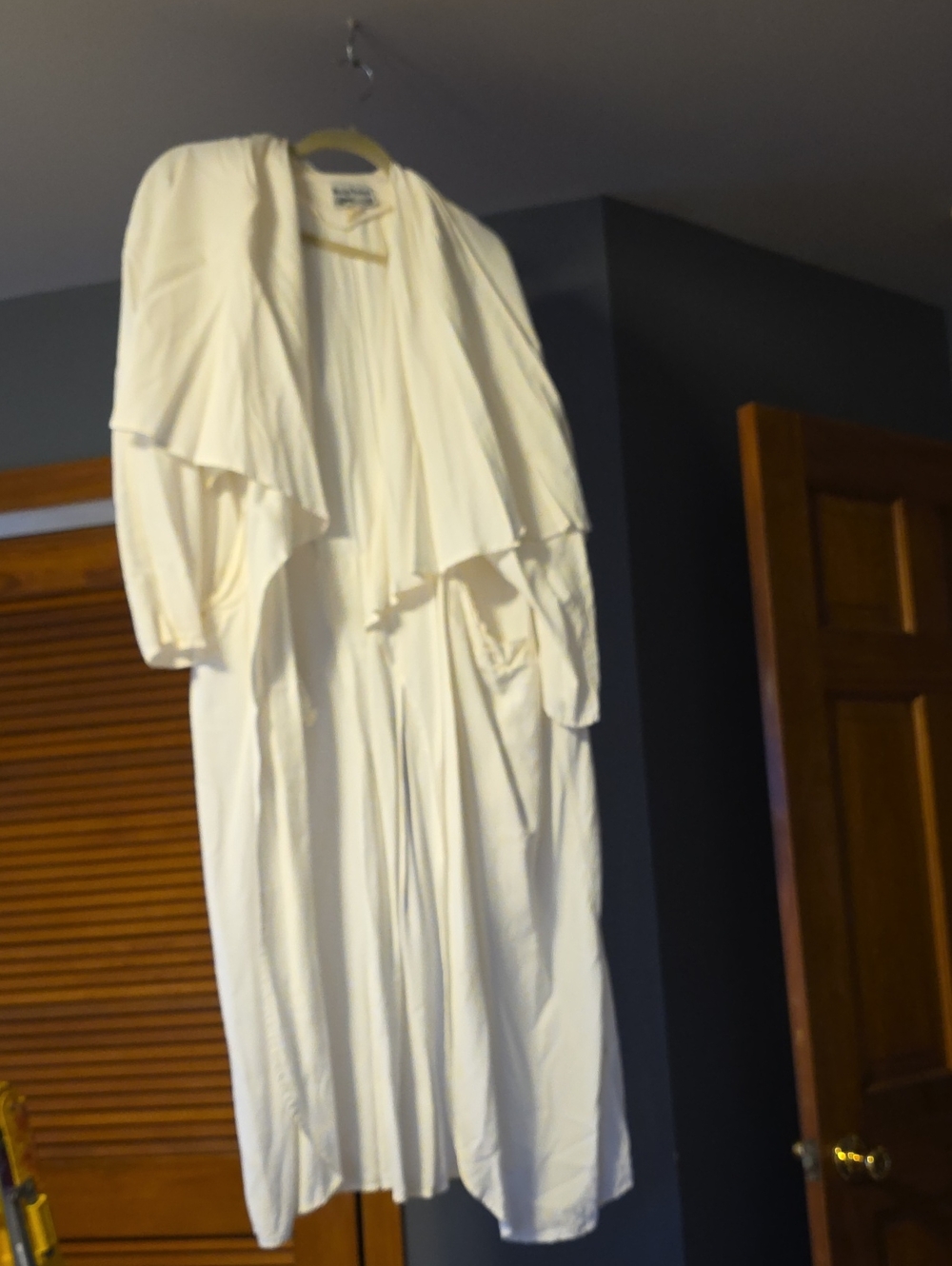 Lightweight Cream Open-Front Draped Robe